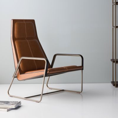 Chaises longues - Fauteuil lounge VOGUE - métal+cuir - DOIMO BRASIL