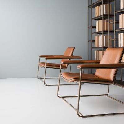 Lounge chairs - DIVA lounge chairs - metal+leather - DOIMO BRASIL