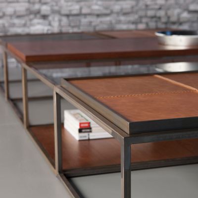 Coffee tables - BLOCK Coffee table- metal+leather - DOIMO BRASIL