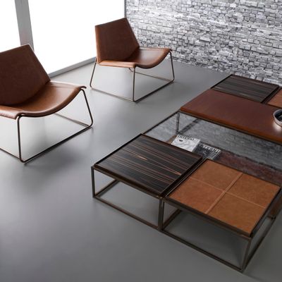 Tables basses - Table basse BLOCK - métal+cuir - DOIMO BRASIL