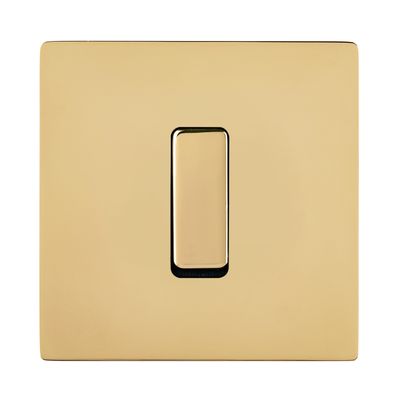 Interrupteurs - Flat Button M Mirror Varnished Brass in Mirror Varnished Brass Plate - MODELEC