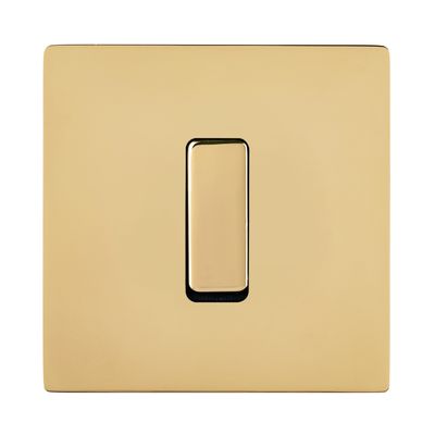 Interrupteurs - Bouton Plat M Laiton Miroir Vernis sur Plaque Simple en Laiton Miroir Vernis - MODELEC