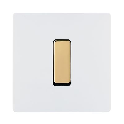 Objets de décoration - Flat Button M Brass Mirror Varnished on Single Plate in Matt White - MODELEC