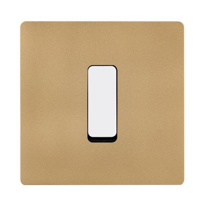 Objets de décoration - Flat Button M in White on Sandblasted Brass Single Plate - MODELEC