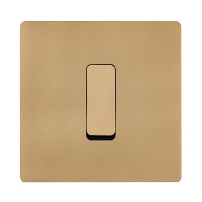 Decorative objects - Flat Button M in Sandblasted Brass on Single Plate in Sandblasted Brass - MODELEC