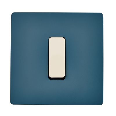 Decorative objects - Ivory Flat Button M on Single Plate in Blue RL - MODELEC