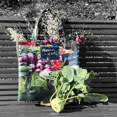 Homewear textile - Cabas du marché "Aubergines – Courgettes" - MARON BOUILLIE