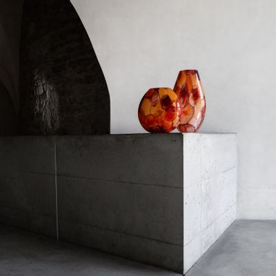 Verre d'art - Vase Aquarelle, forme haute, vert - DAVID VALNER STUDIO