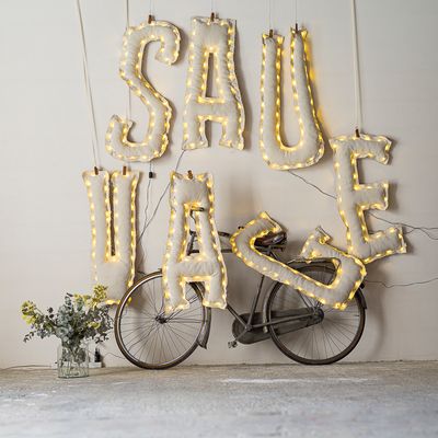 Decorative objects - Luminous letters - ROSE VELOURS