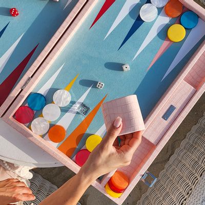 Petite maroquinerie - Backgammon Rose - Cuir Vegan Crocodile - Medium - VIDO LUXURY BOARD GAMES