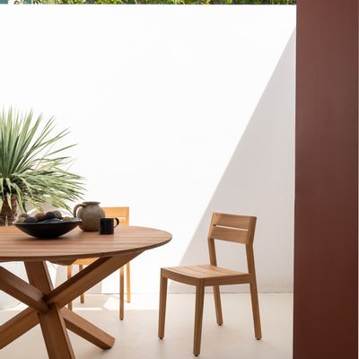 Chaises de jardin - Chaise de salle à manger extérieure en teck EX 1 - ETHNICRAFT