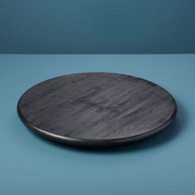 Platter and bowls - Brushed Black Mango Wood Lazy Susan - BE HOME