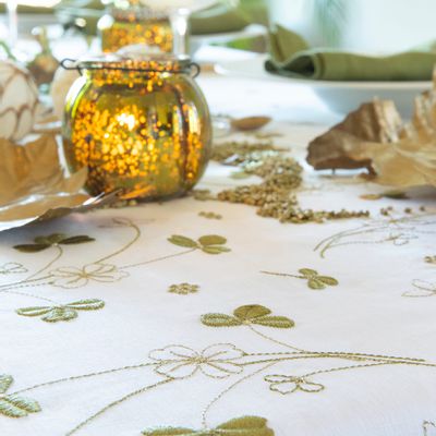 Table linen - Chance - Embroidered Linen Tablecloth - ALEXANDRE TURPAULT