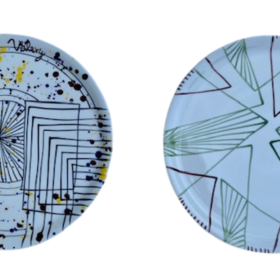 Customizable objects - 33 cm pizza plates in hand painted porcelain, customizable with the name of the restaurant - CERASELLA CERAMICHE