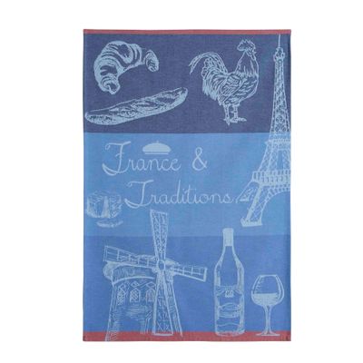 Tea towel - France and Traditions Blue Tea Towel - Cotton Jacquard - COUCKE