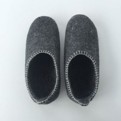 Homewear textile - 100% wool felt slippers handmade suede sole - COCOON PARIS