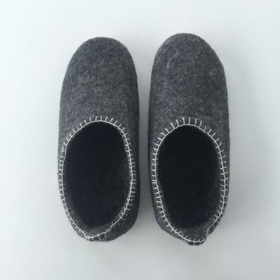 Homewear - 100% wool felt slippers handmade suede sole - COCOON PARIS