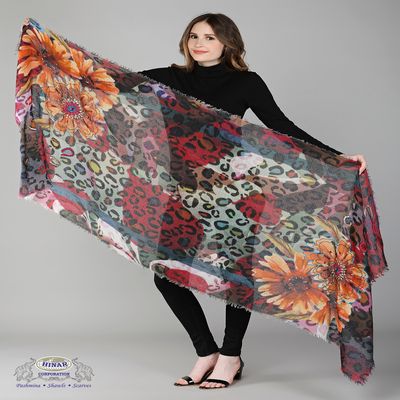 Scarves - WOOL SCARF WITH EMBROIDERY - HINAR CORPORATION