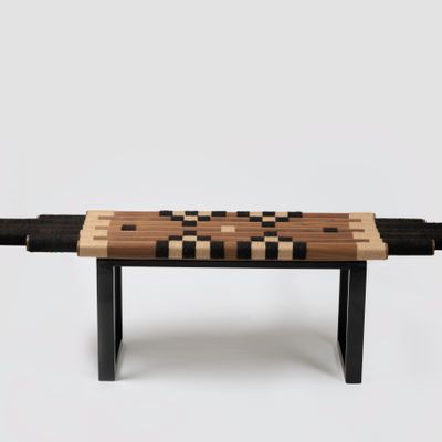 Design objects - Black Uwairjan bench - Hand woven. - MANAL ALMAIMOUNI