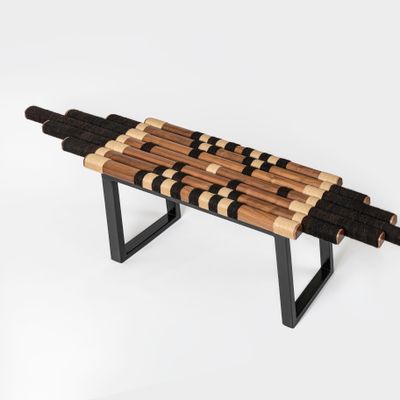 Design objects - Black Uwairjan Bench - Hand Woven - MANAL ALMAIMOUNI