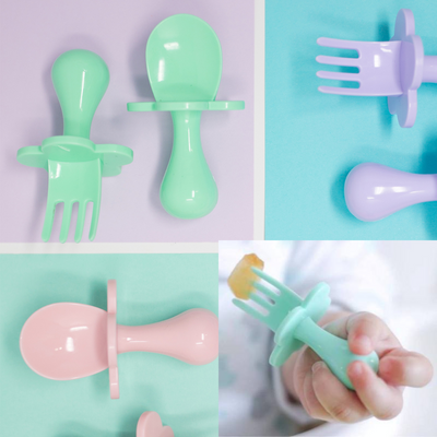 Children's mealtime - Ergonomic cutlery with short handle and protective collar - BABIREVA