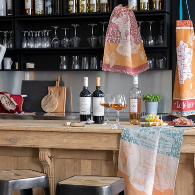 Tea towel - White wines from France/Jacquard tea towel - COUCKE