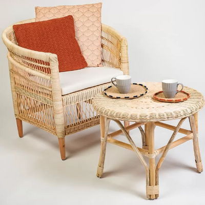 Coffee tables - Vintage rattan round coffee table - Eria - HYDILE