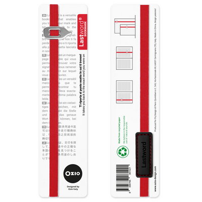 Stationery - Lastword, elastic bookmark - Color Red - OZIO