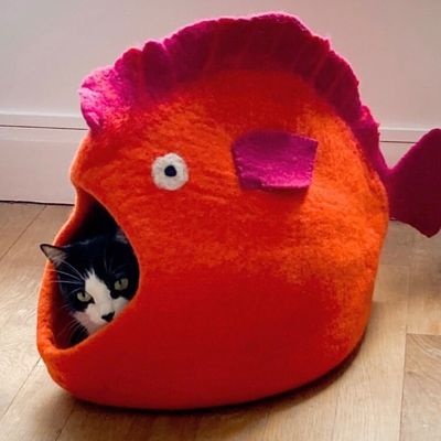 Design objects - Cat basket, cat bedding, sleeping bag for cats, cat cave, cat bed, children's room storage, storage. - COCOON PARIS