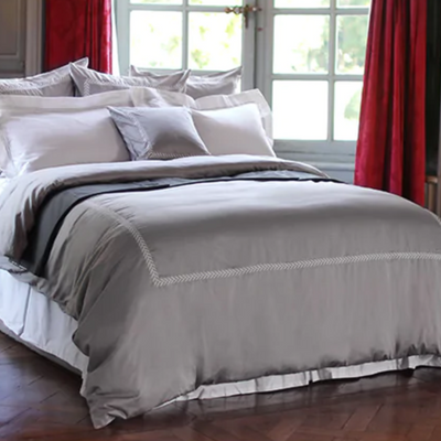 Linge de lit - Ensemble de housse de couette de luxe, collection Daphness, gris royal - CROWN GOOSE
