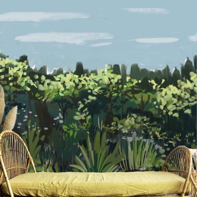 Wallpaper - Création de Papier peint panoramique  thème FORET - LA TRIBU DU FLOCON