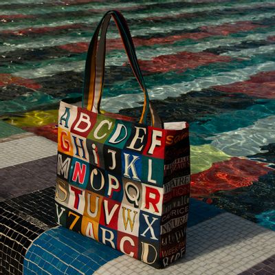Tissus - Cabas shopping Alphabet - MARON BOUILLIE