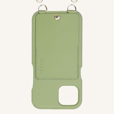 Other smart objects - LOU CASE - A leather mobile phone case with pouch and gold metal straps for shoulder strap - LOUVINI PARIS
