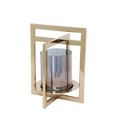 Decorative objects - Cait Smoked Glass Lantern - AURA LIVING