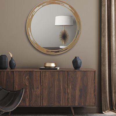 Mirrors - ROUND MIRROR GILDED METAL - EMDE