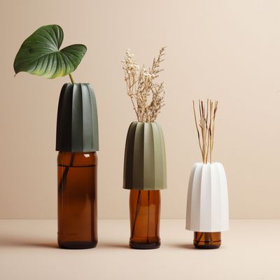 Vases - Cacvase Crown Cap Bottle Vase : New Earth Collection Matériaux respectueux de l'environnement Vase Cactus Décoration Bureau Cuisine Plante - QUALY DESIGN OFFICIAL