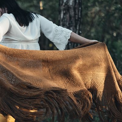 Tissus - Couvre-lit 100 % laine et alpaga fait main. Pièce exclusive - PUEBLO