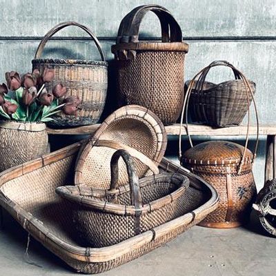 Pièces uniques - Rustic, vintage and antique baskets  - THE SILK ROAD COLLECTION