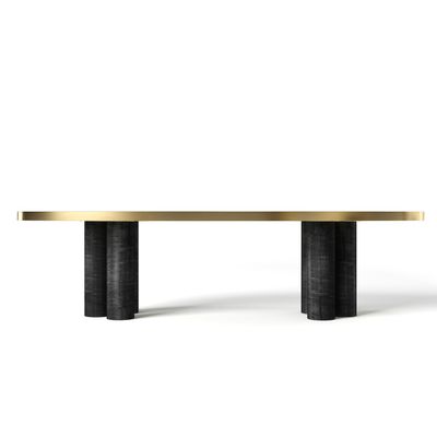 Dining Tables - Ray Oval Dining Table in Frisé Grey Sikomoro and Brushed Brass Details - DUISTT