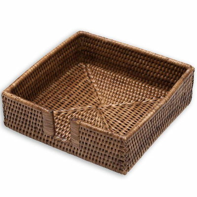 Objets de décoration - Rattan Luncheon Napkin Holder in Dark Natural - CASPARI