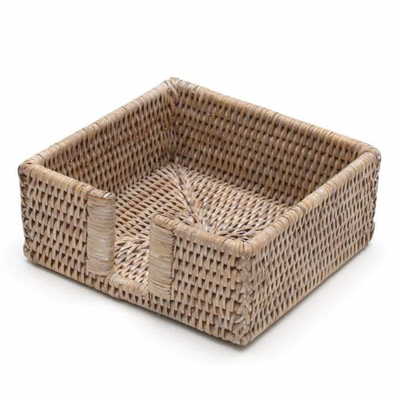 Objets de décoration - Rattan Cocktail Napkin Holder in White Natural - CASPARI
