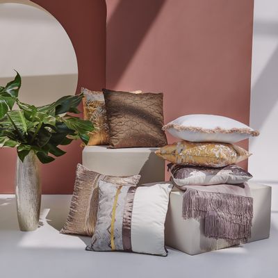 Cushions - Chanda Embroidered Beaded Cushion - AURA LIVING
