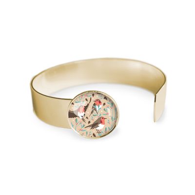 Jewelry - Medium bangle fully gilded with fine gold Les Parisiennes Rouge-gorge - LES JOLIES D'EMILIE