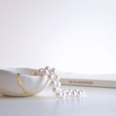 Objets de décoration - KINTSUGI BOL, COUPELLE, PORTE BIJOUX, VIDE-POCHE EN PORCELAINE BLANCHE ET FEUILLE D'OR - MAISON GALA