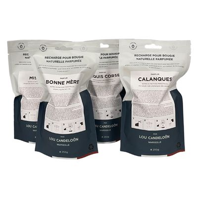 Bougies - RECHARGE POUR BOUGIE - 250 G DE CIRE PARFUMÉE - A FAIRE SOI MÊME - LOU CANDELOUN