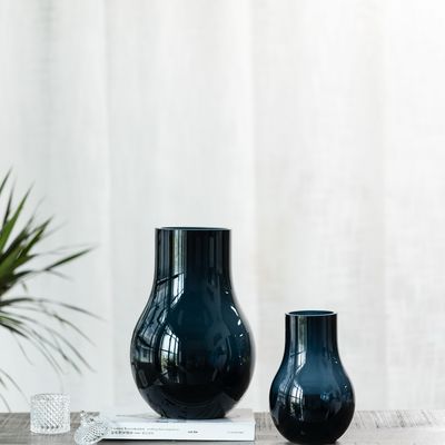 Vases - Vase icone, élégant moderne en verre de haute qualité bleu foncé, DAVOS - ELEMENT ACCESSORIES