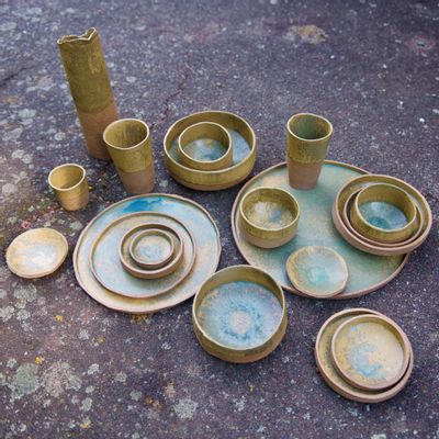 Formal plates - LICHEN stoneware plates - ANNE KRIEG, CERAMISTE