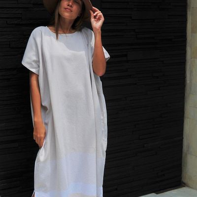 Apparel - Hammam long beach Poncho in Turkish cotton - MON ANGE LOUISE