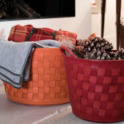 Decorative objects - Leather braided basket - SOL & LUNA