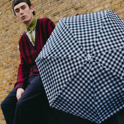 Leather goods - Compact umbrella - Black Gingham Pattern - Kensington - ANATOLE